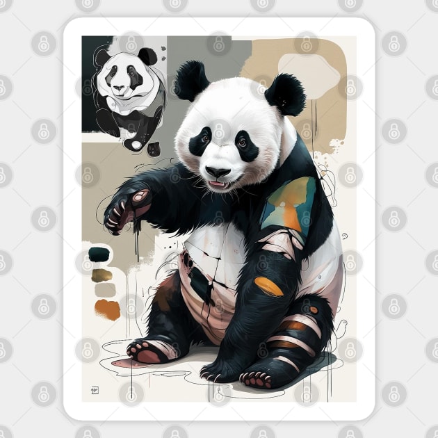 Panda in Color Palette and Sketch Sticker by Urbanprint